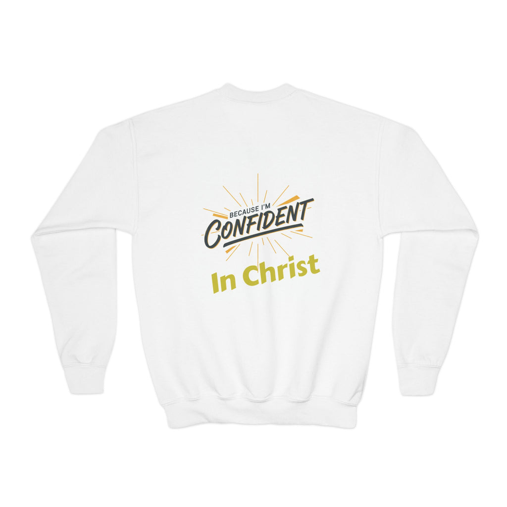 Youth Sweatshirt — "Godfidence: Because I'm Confident in Christ" Christian Crewneck