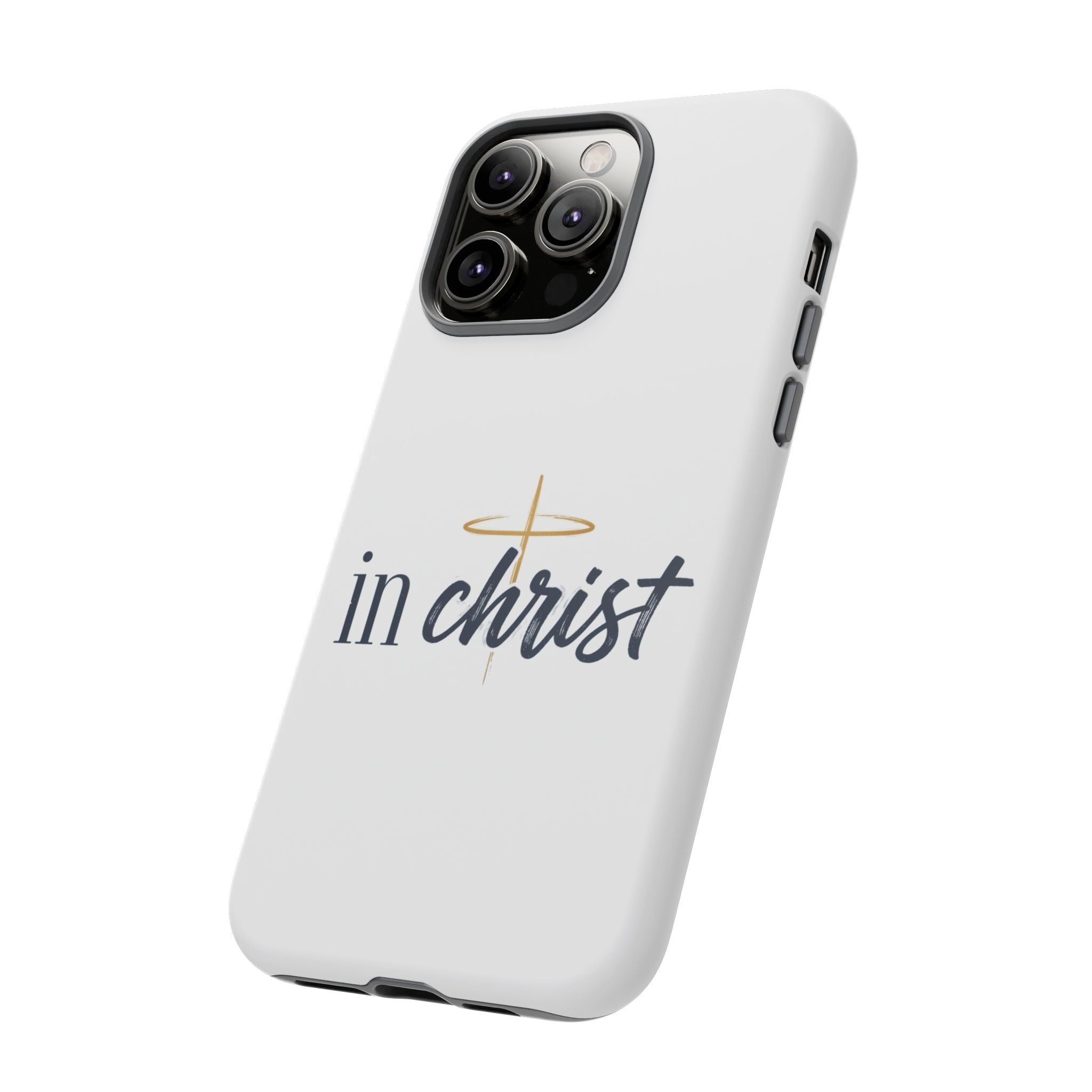 Christian Phone Case - "In Christ" Cross Design, Faith Protective Tough Case
