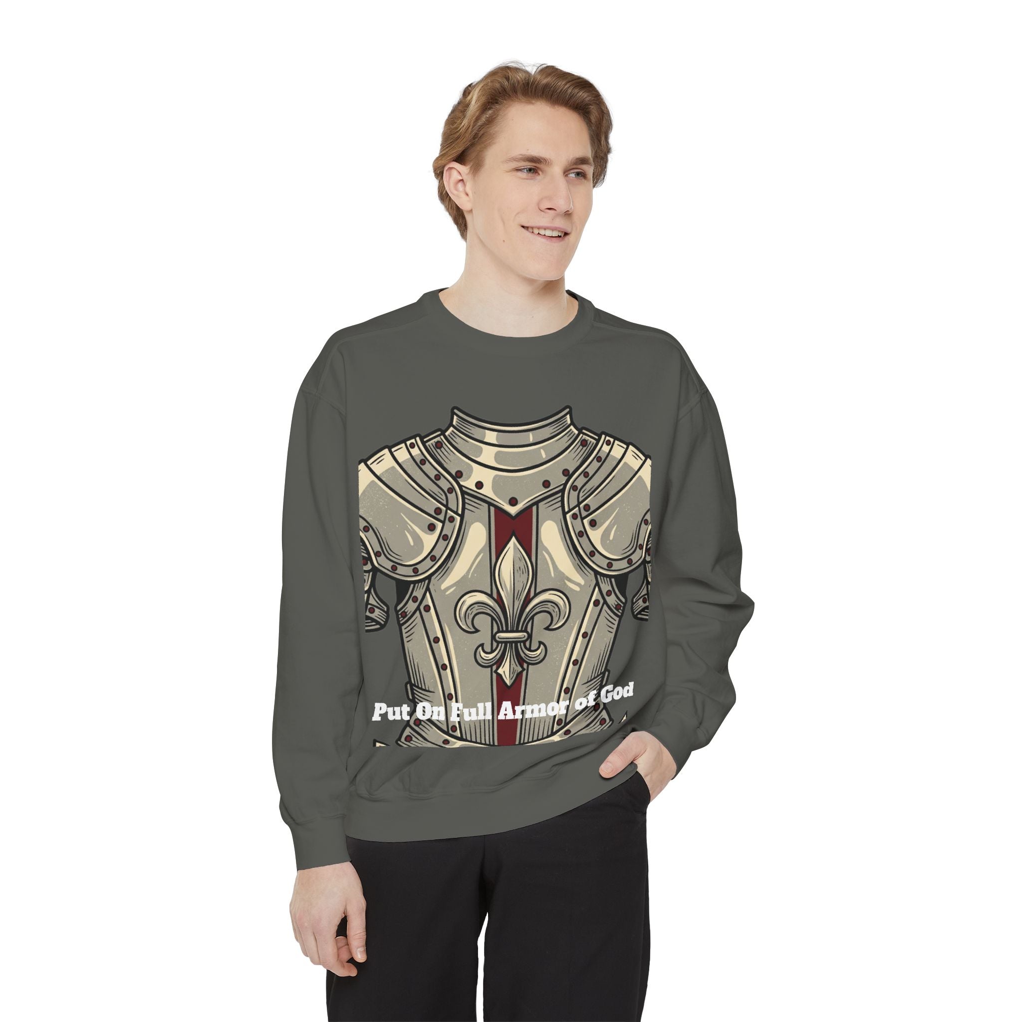 Armor of God Sweatshirt – 'Put On Full Armor of God' Christian Graphic Pullover