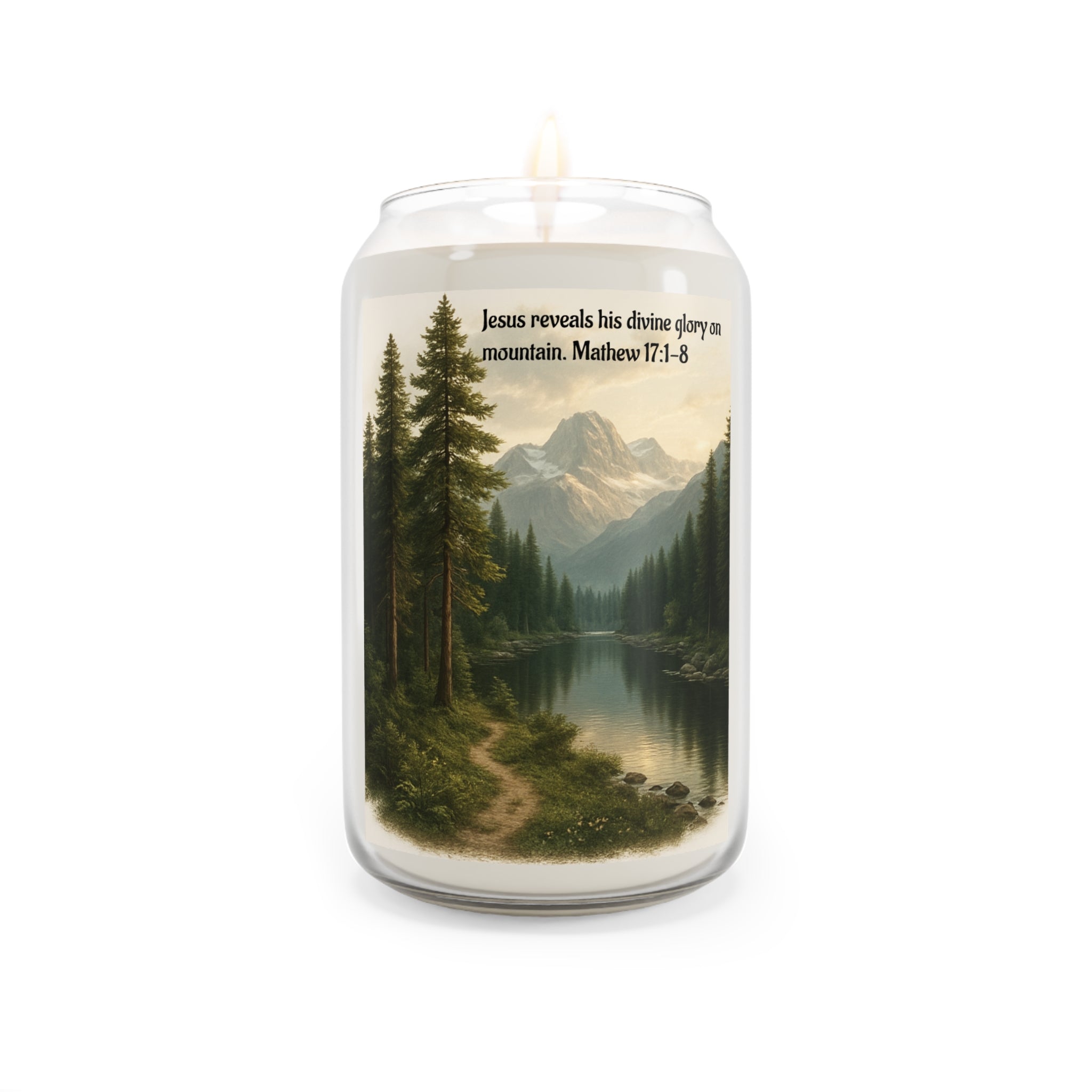 Mountain Scripture Soy Candle — Matthew 17:1-8 Scented Jar (13.75oz)