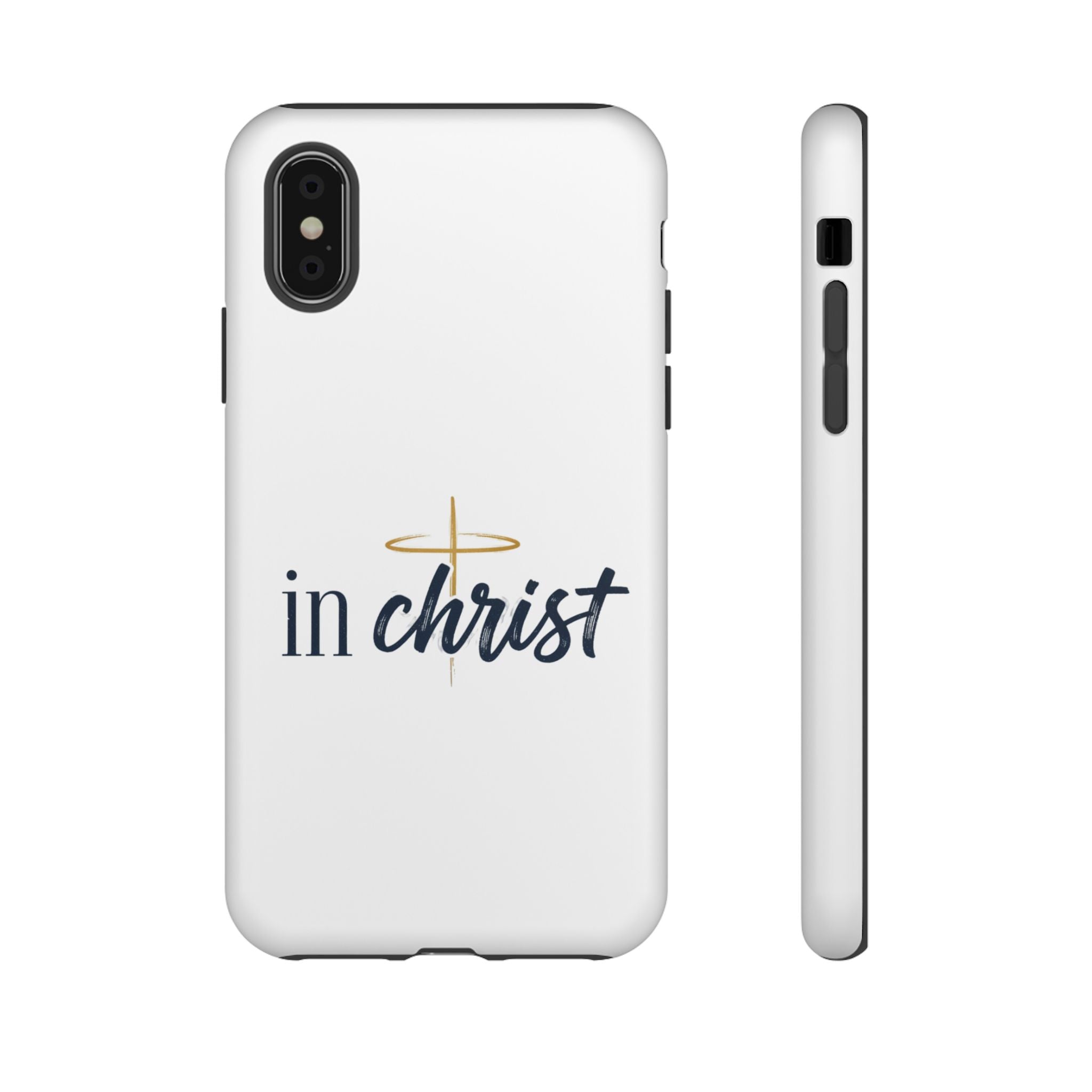 Christian Phone Case - "In Christ" Cross Design, Faith Protective Tough Case
