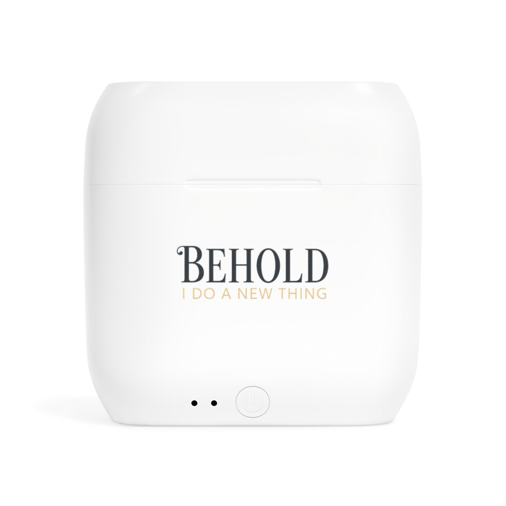 Wireless Earbuds — "Behold I Do A New Thing" Inspirational Charging Case