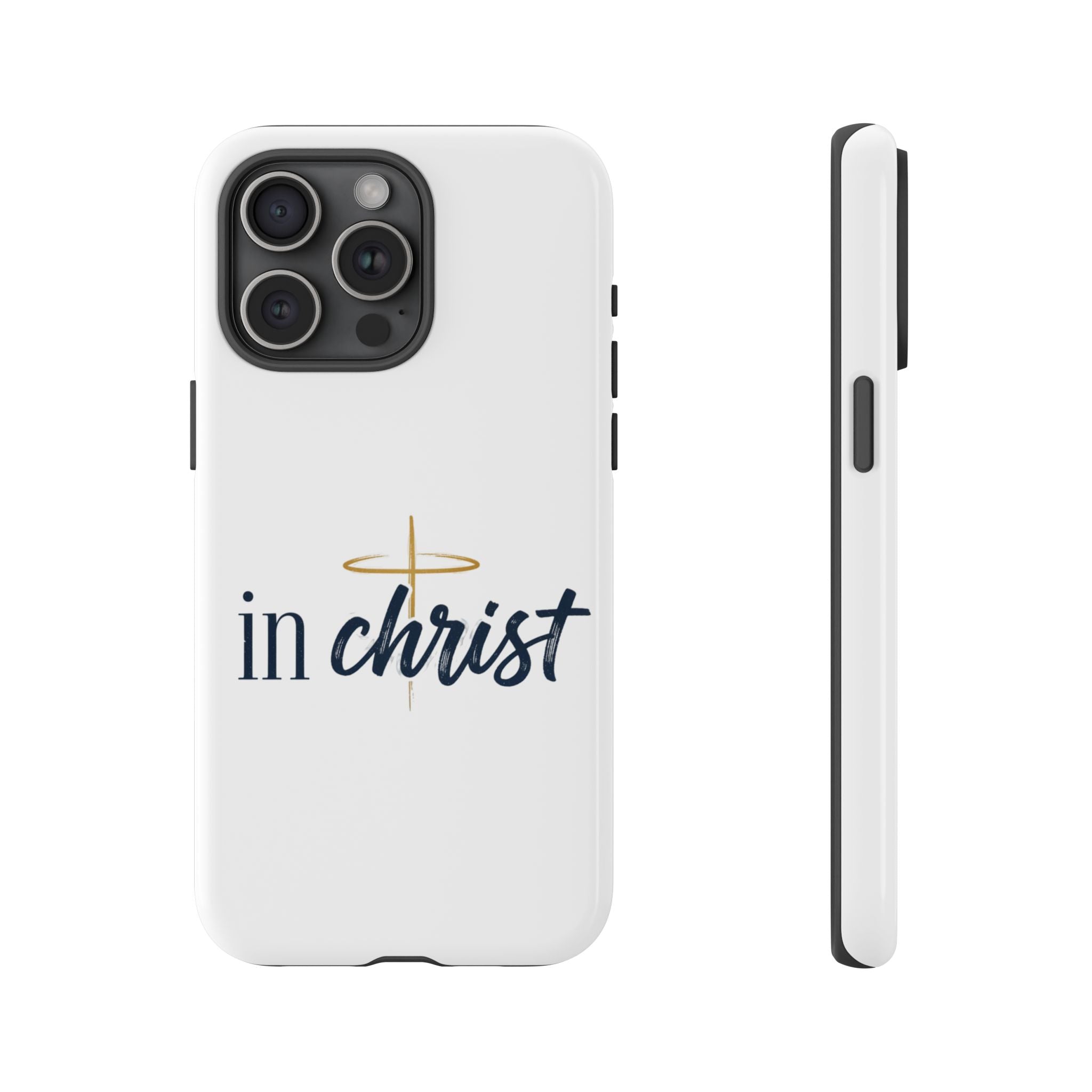 Christian Phone Case - "In Christ" Cross Design, Faith Protective Tough Case