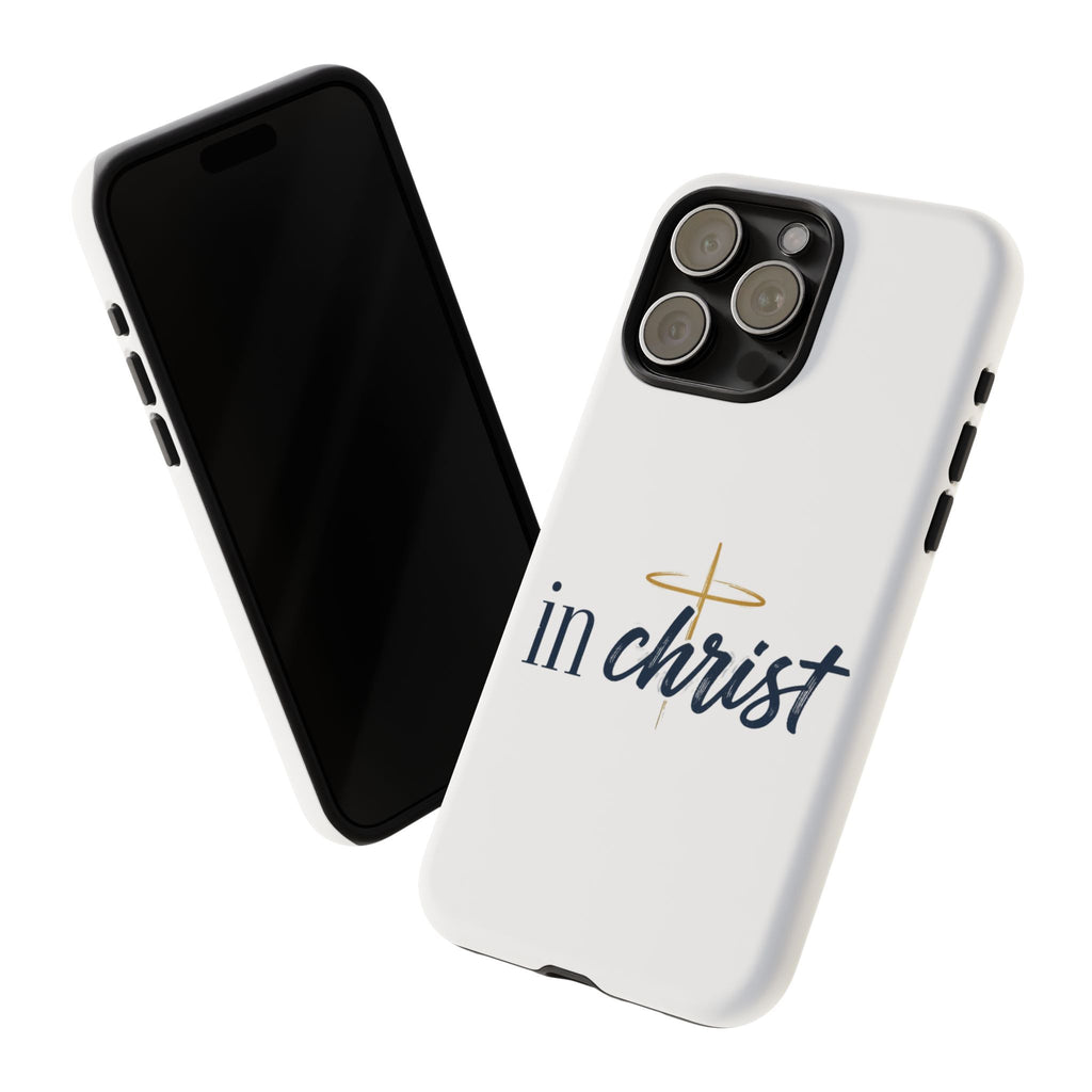 Christian Phone Case - "In Christ" Cross Design, Faith Protective Tough Case