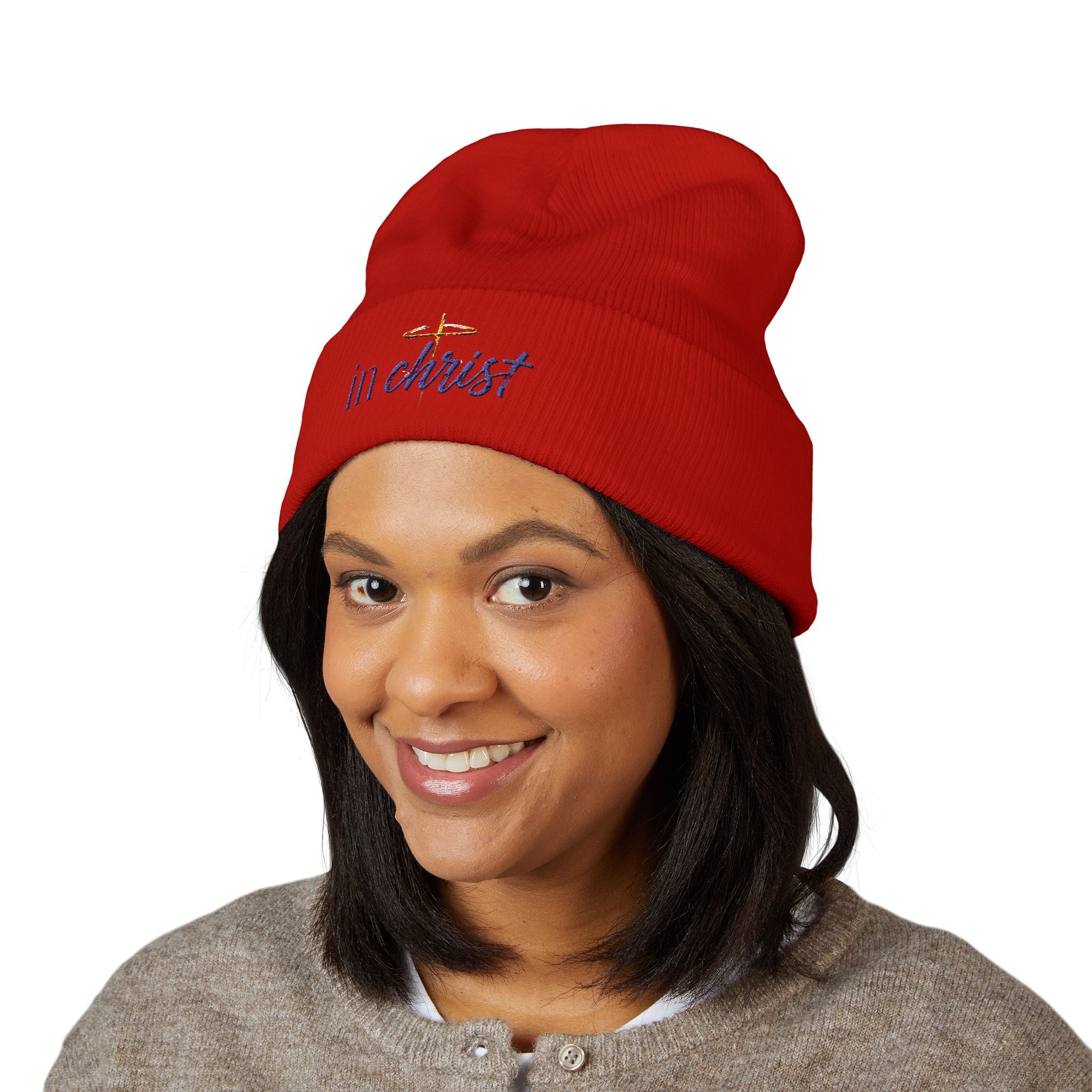 Embroidered Cuffed Beanie — "Never Bitter Only Better" Cozy Knit Hat