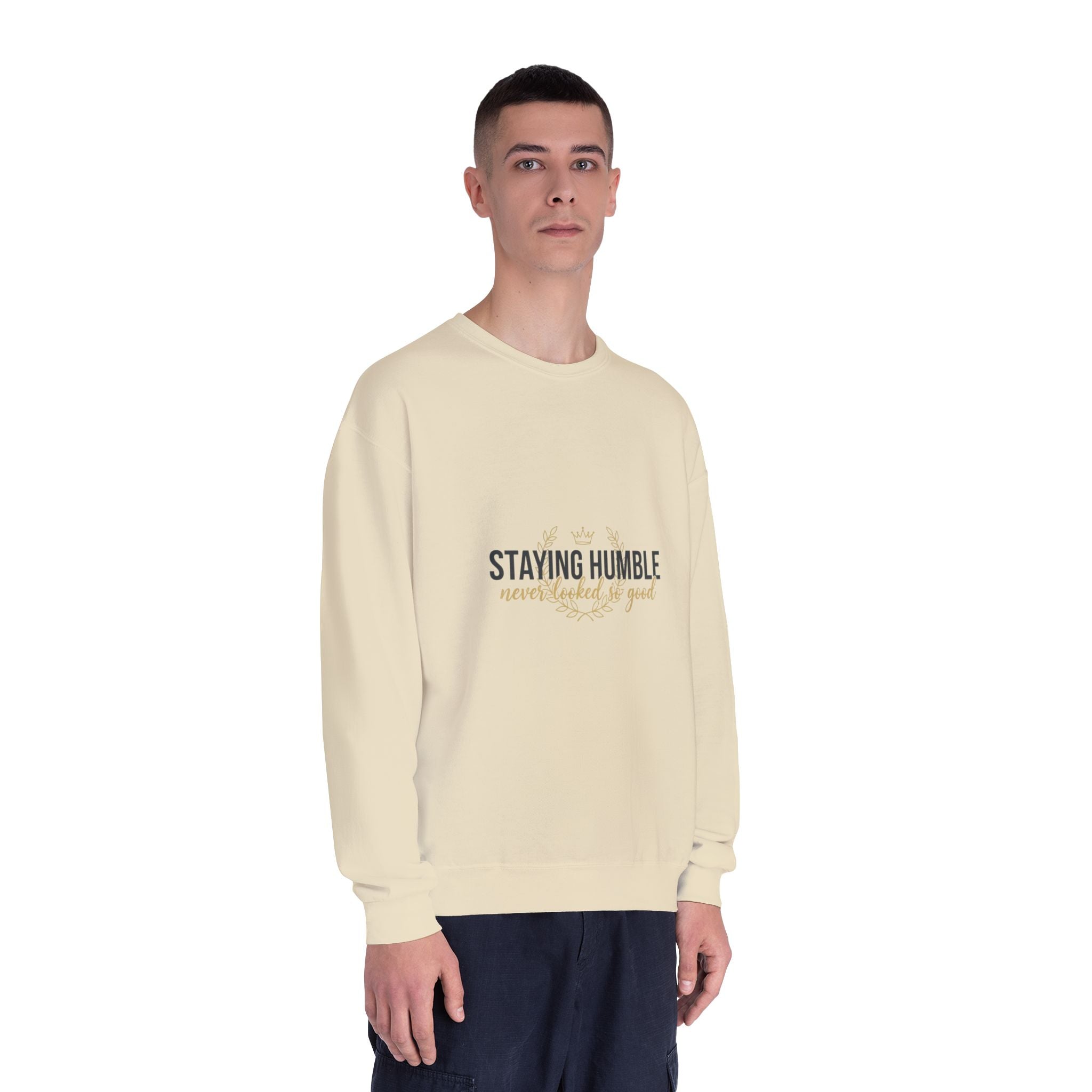 Staying Humble Crewneck Sweatshirt – Minimal Inspirational Graphic