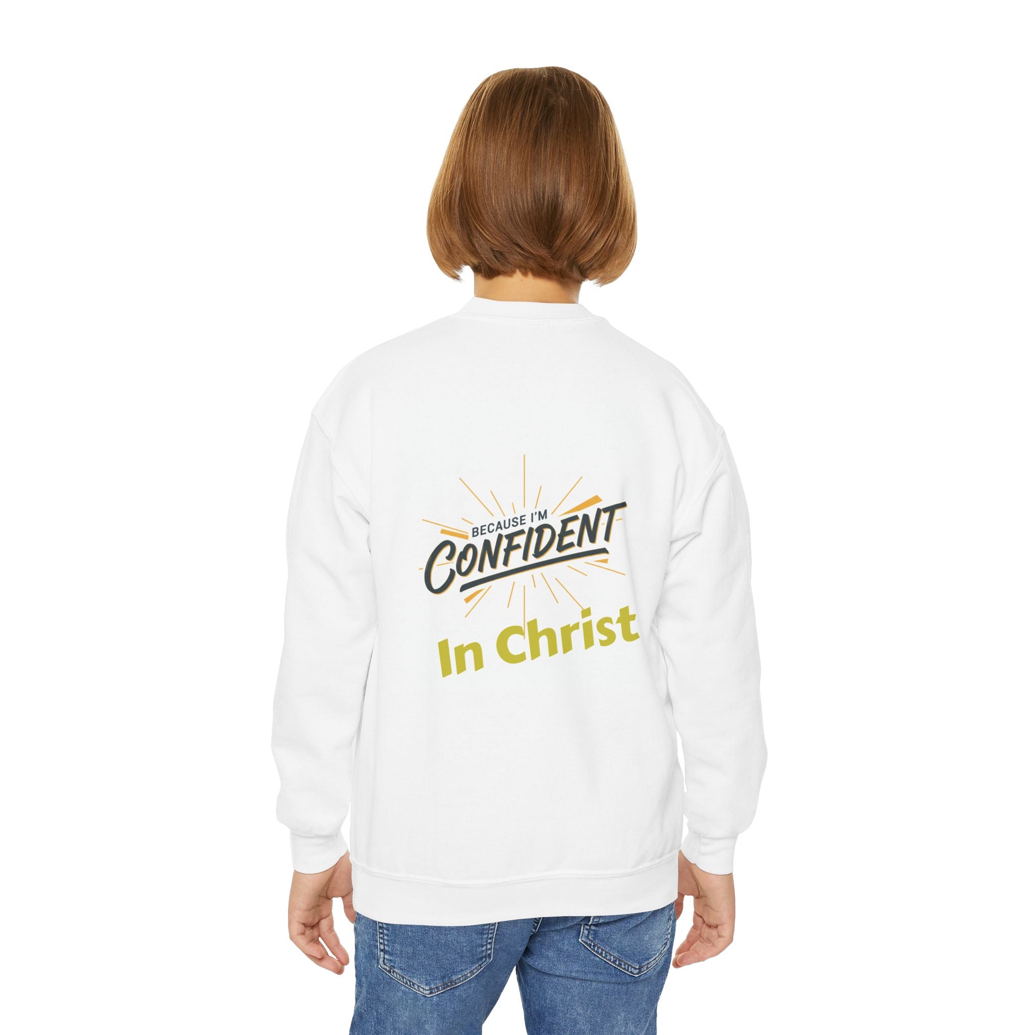 Youth Sweatshirt — "Godfidence: Because I'm Confident in Christ" Christian Crewneck