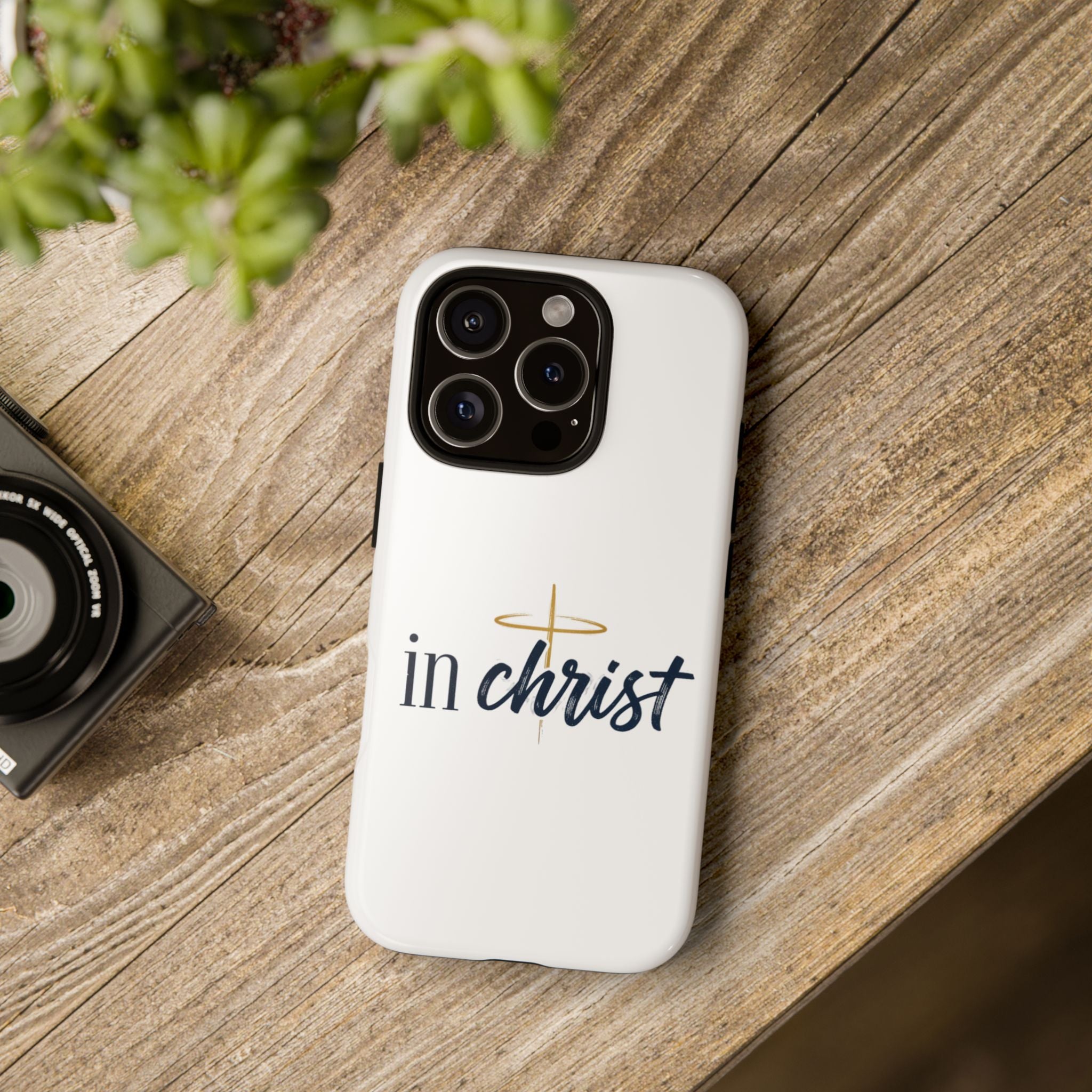 Christian Phone Case - "In Christ" Cross Design, Faith Protective Tough Case