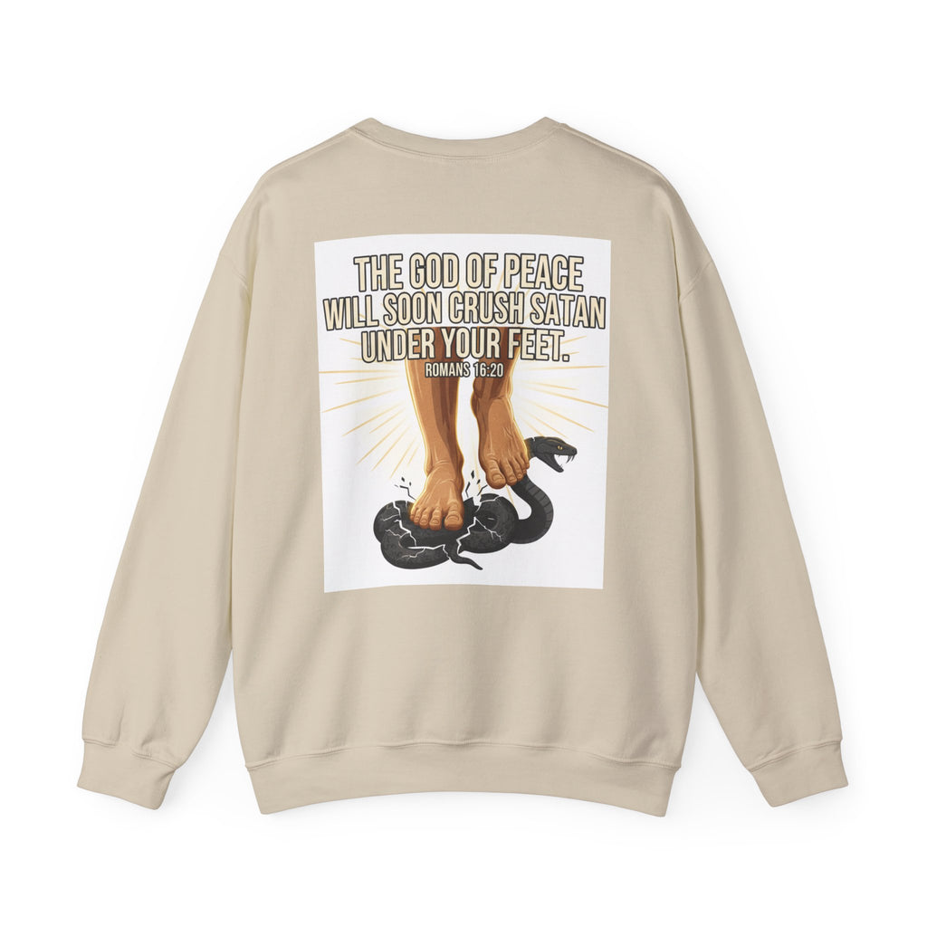 Armor of Christ Sweatshirt — Christian Faith Crewneck with Scripture (Romans 16:20)