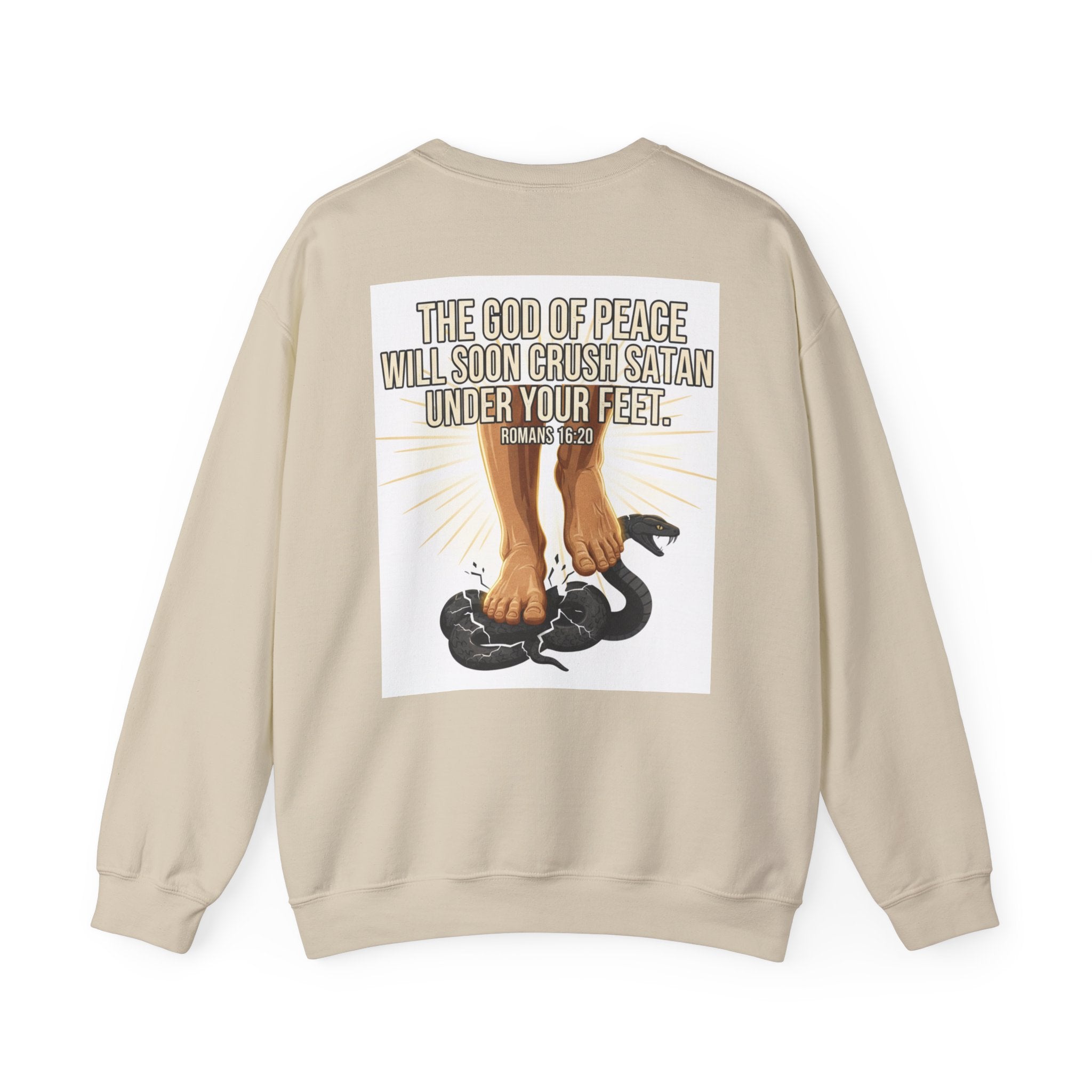 Armor of Christ Sweatshirt — Christian Faith Crewneck with Scripture (Romans 16:20)