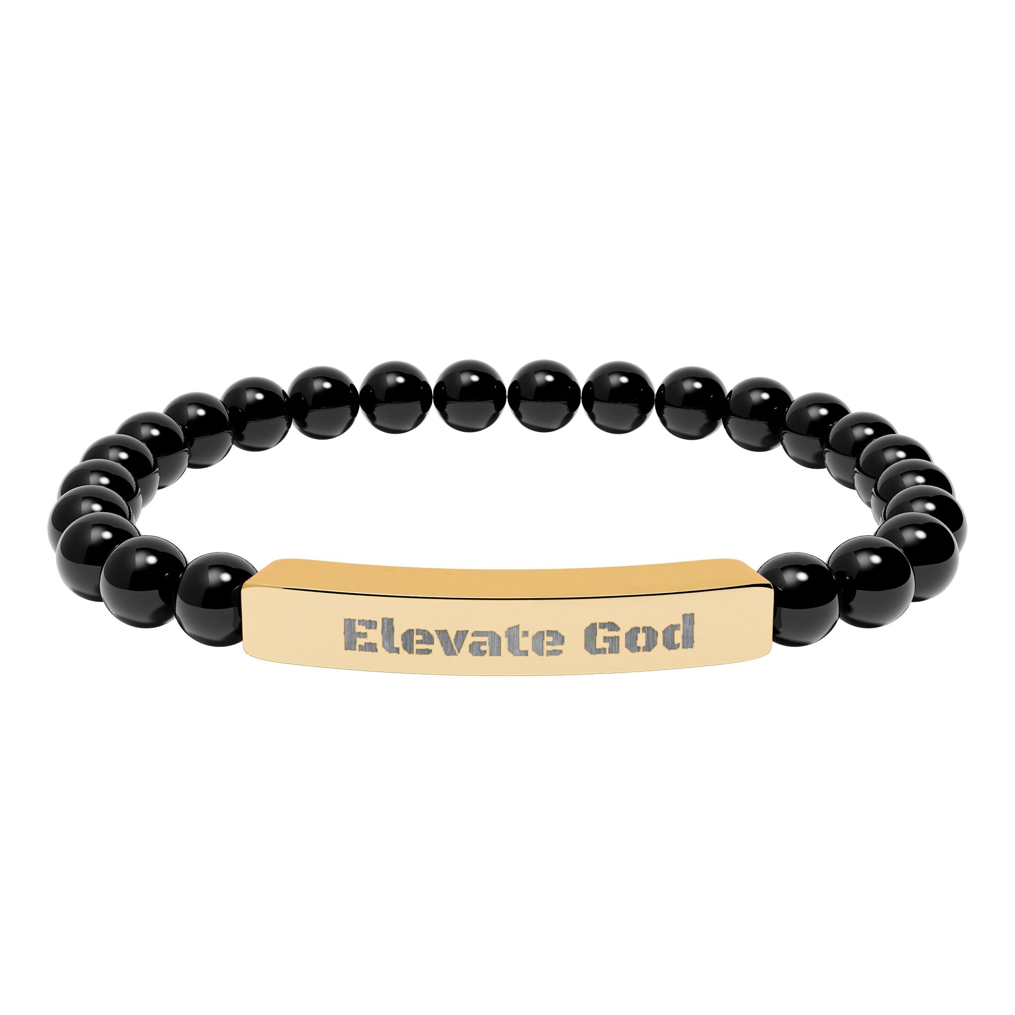 Natural Stone Stretch Bar Bracelet (Engraving)