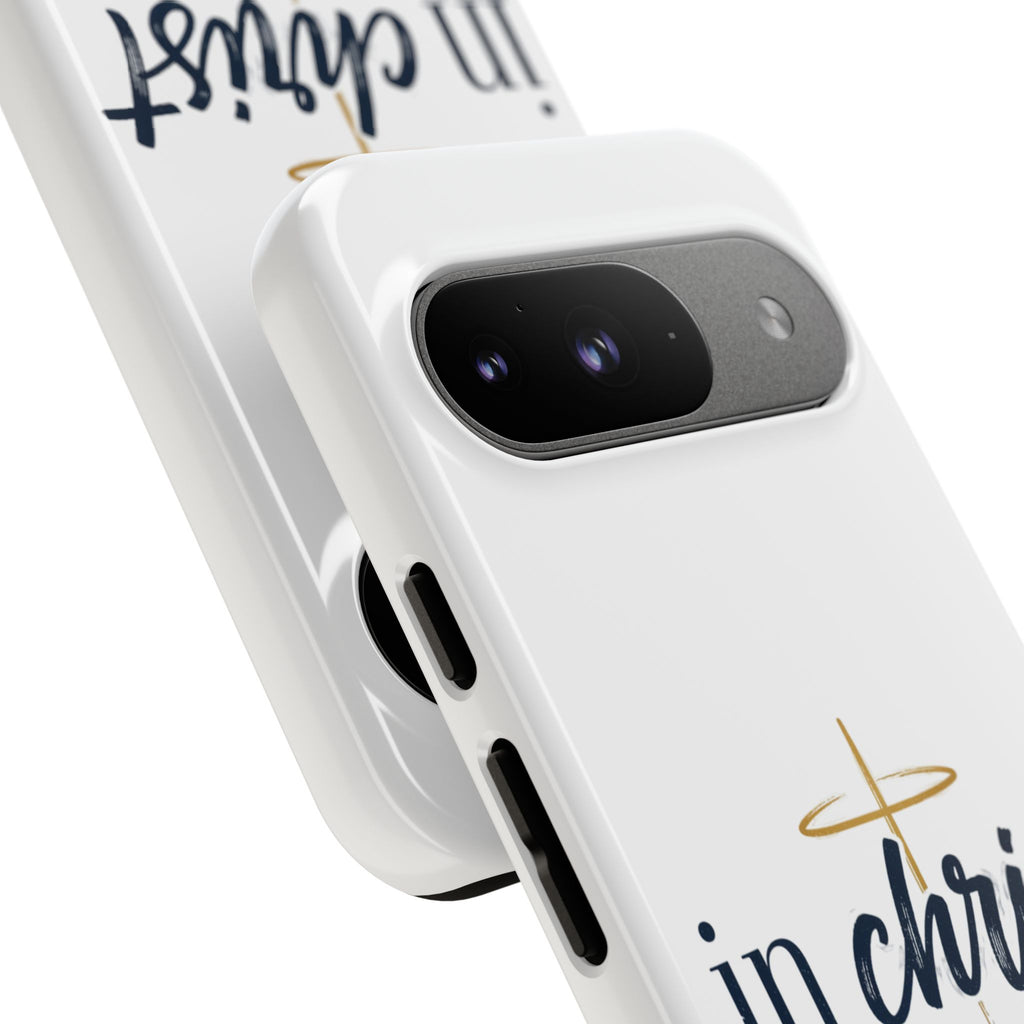 Christian Phone Case - "In Christ" Cross Design, Faith Protective Tough Case