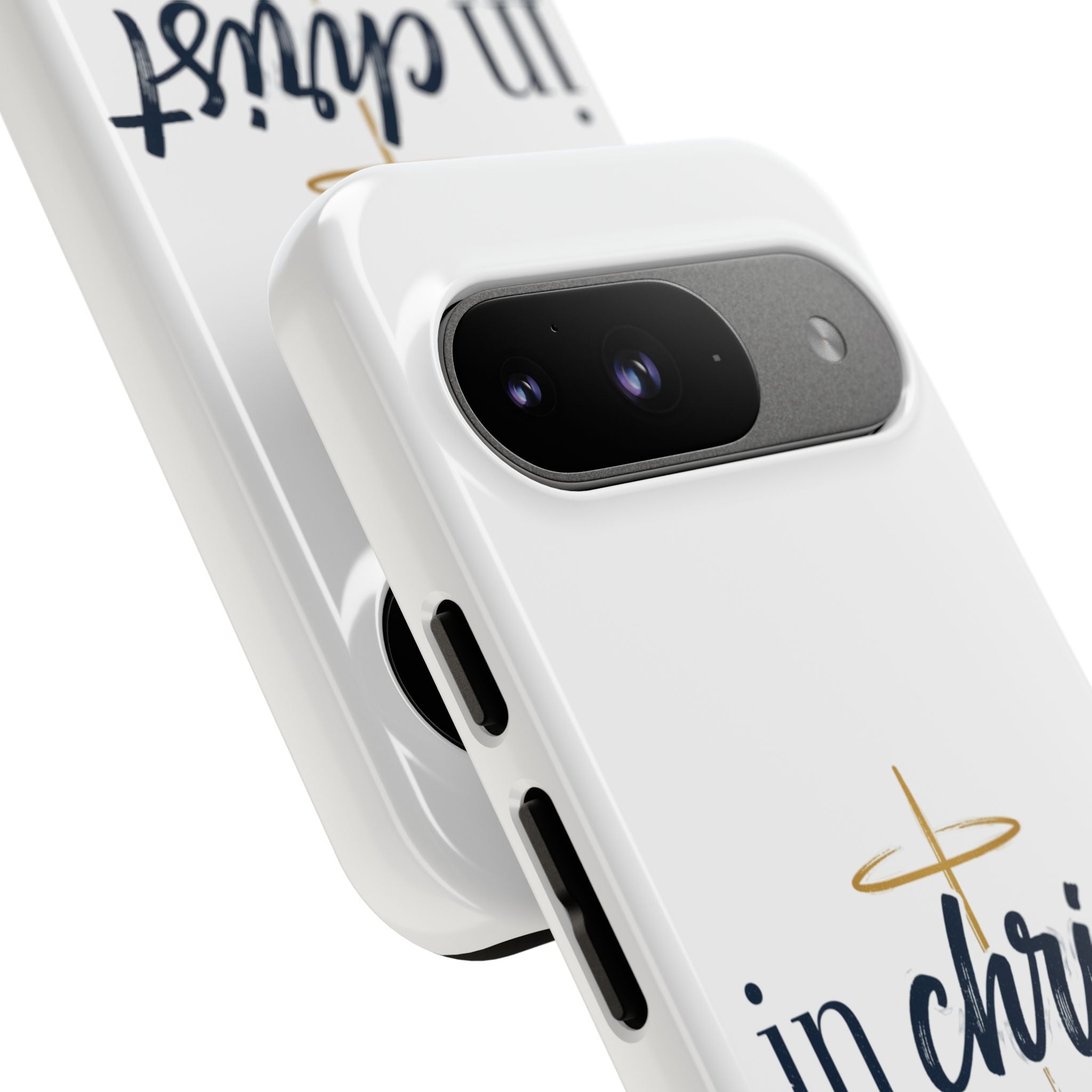 Christian Phone Case - "In Christ" Cross Design, Faith Protective Tough Case