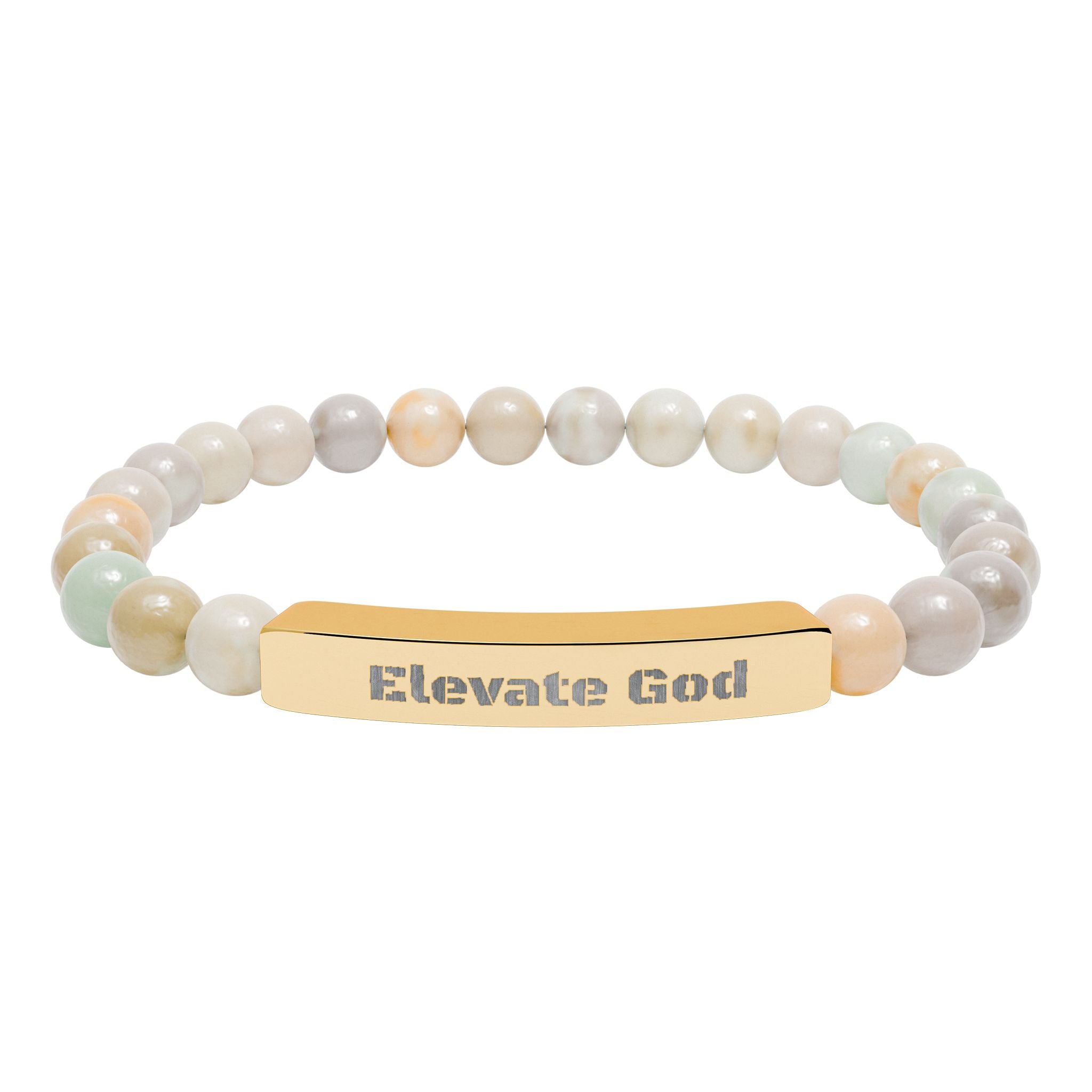 Natural Stone Stretch Bar Bracelet (Engraving)