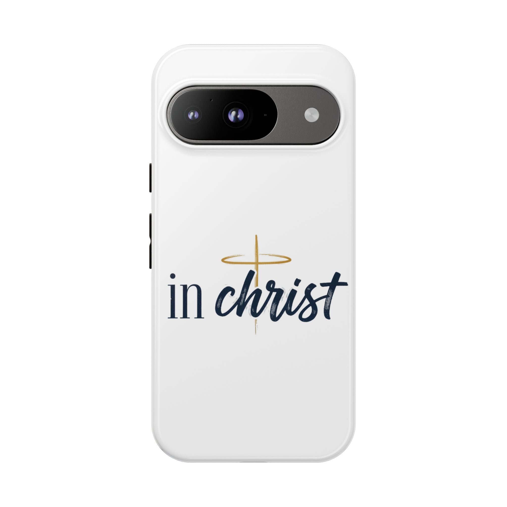 Christian Phone Case - "In Christ" Cross Design, Faith Protective Tough Case