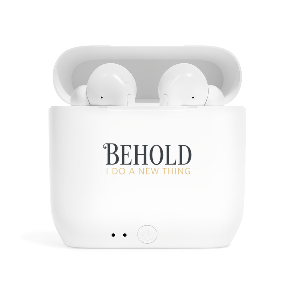 Wireless Earbuds — "Behold I Do A New Thing" Inspirational Charging Case