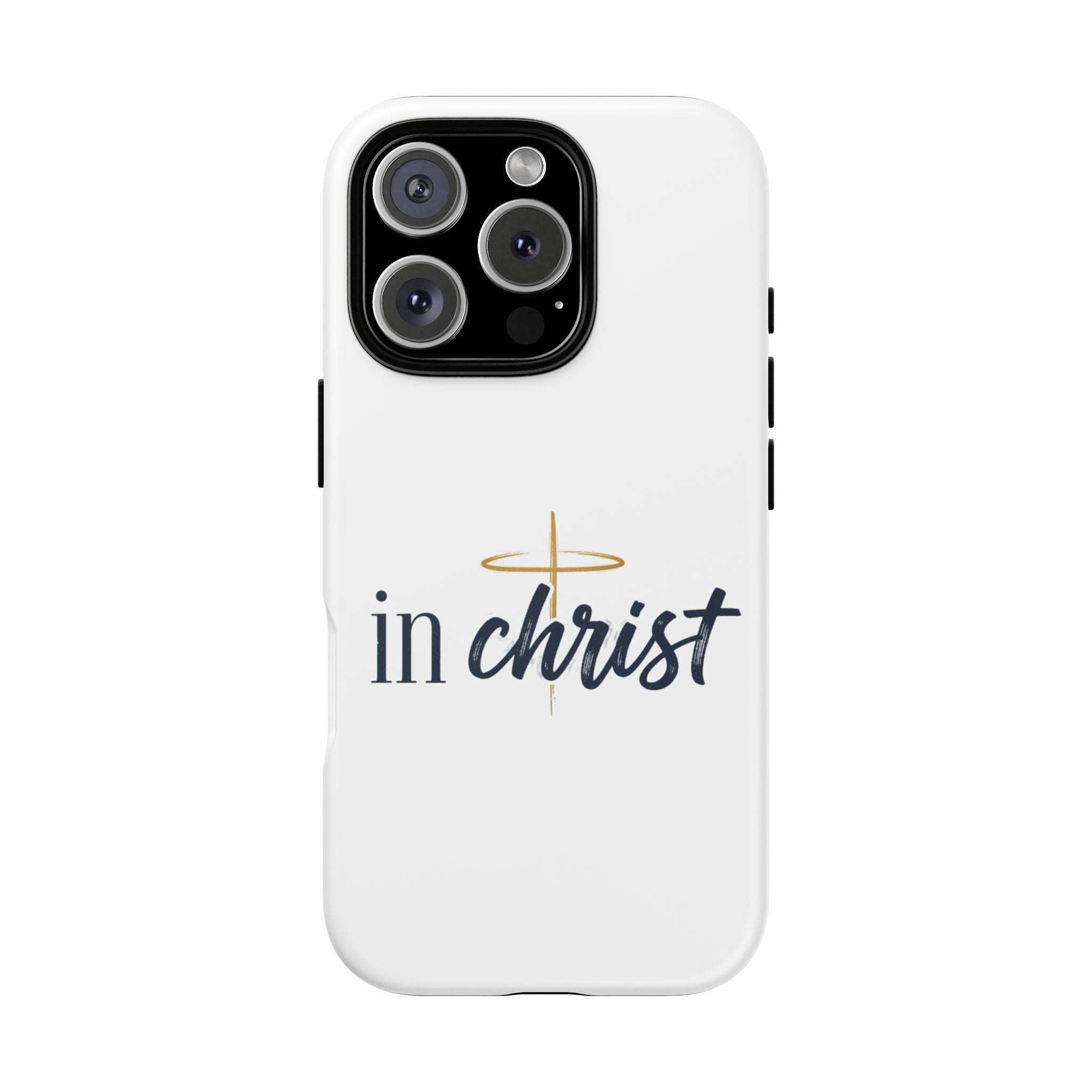 Christian Phone Case - "In Christ" Cross Design, Faith Protective Tough Case