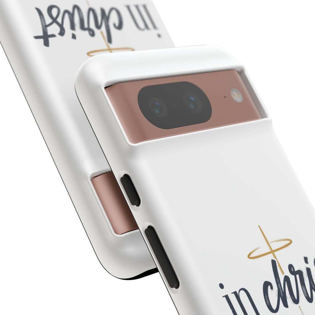 Christian Phone Case - "In Christ" Cross Design, Faith Protective Tough Case
