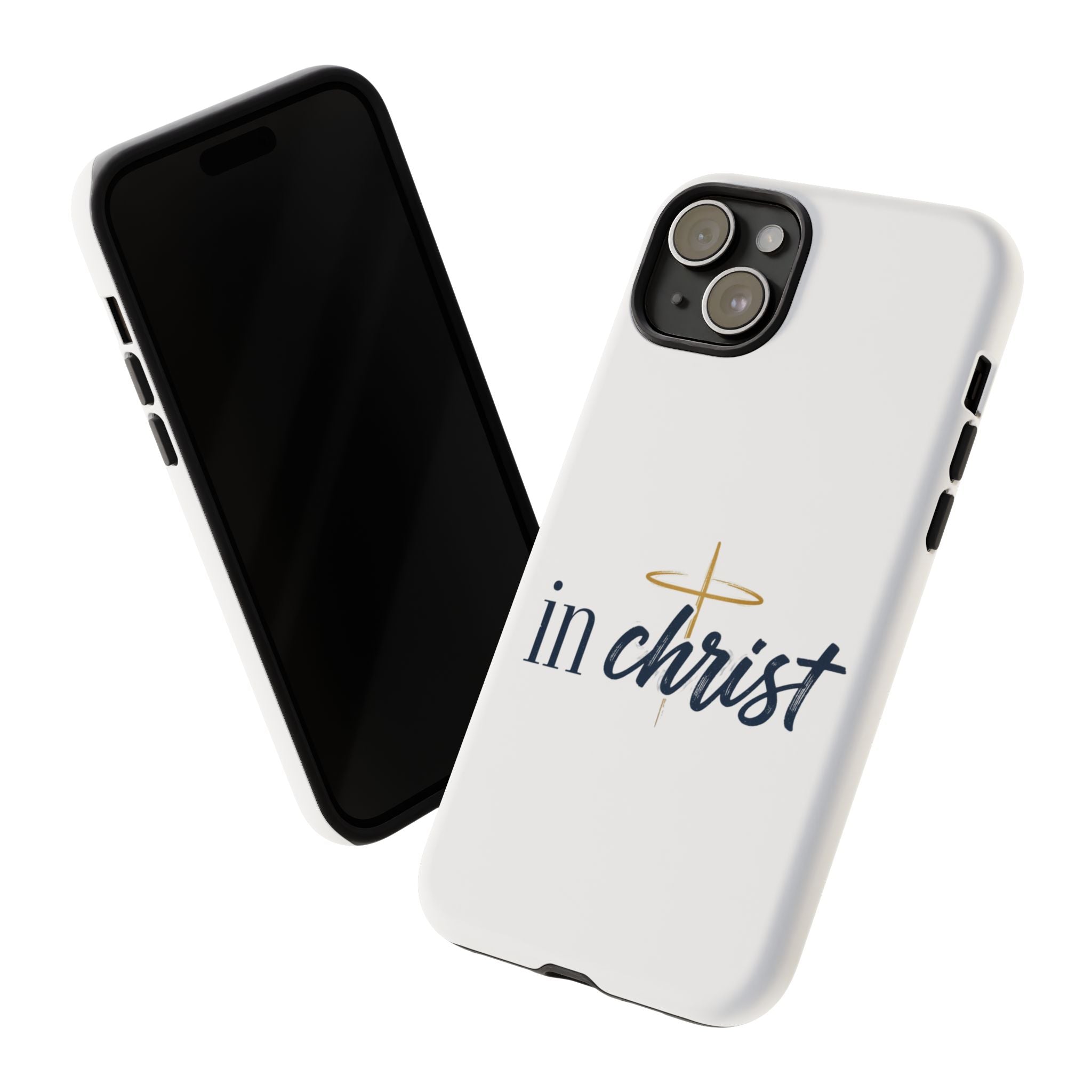 Christian Phone Case - "In Christ" Cross Design, Faith Protective Tough Case