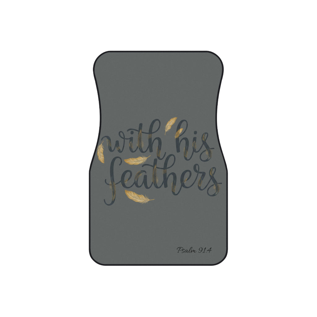 He Covers You Car Floor Mats (Set of 4) — Christian Scripture 'With His Feathers' Auto Mats