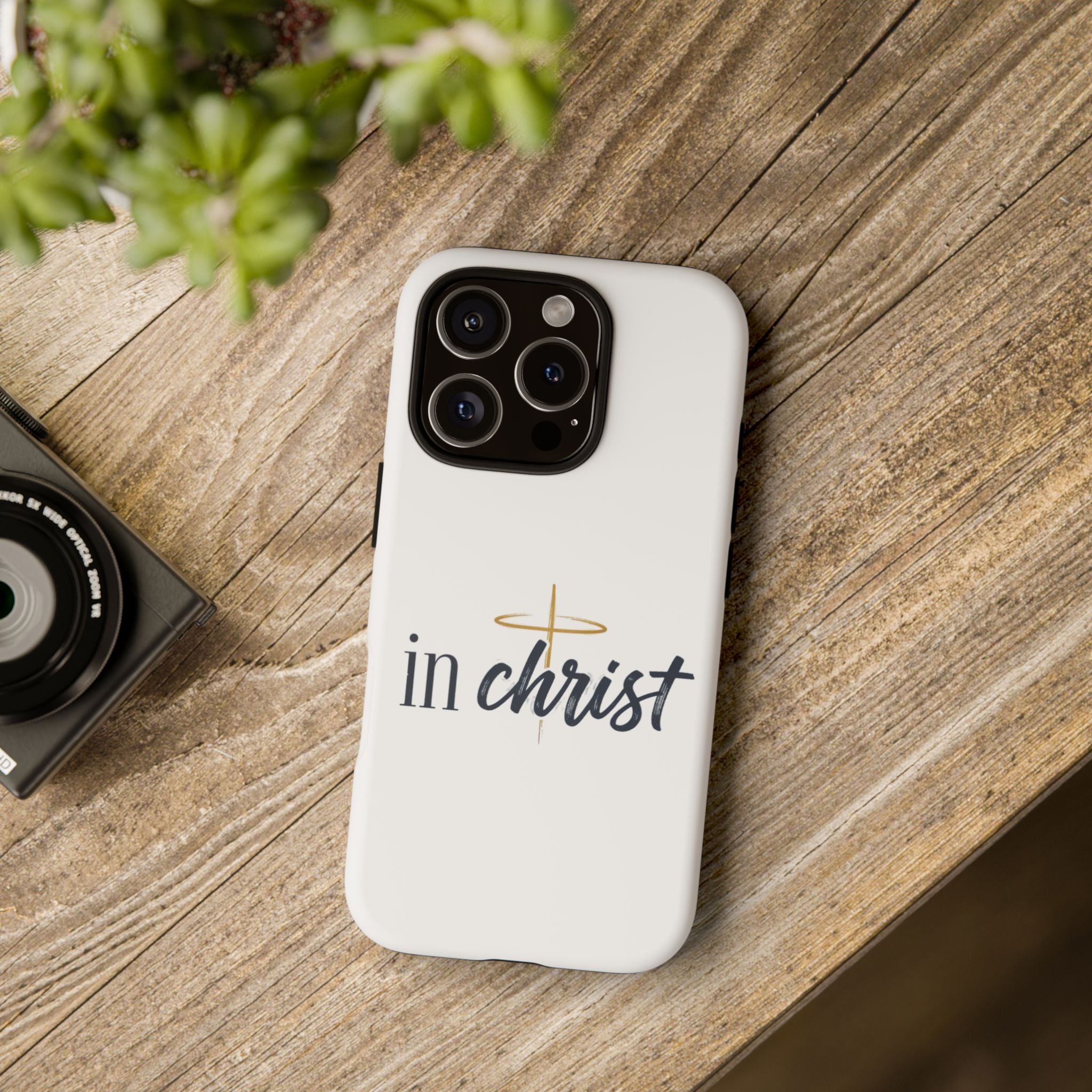 Christian Phone Case - "In Christ" Cross Design, Faith Protective Tough Case