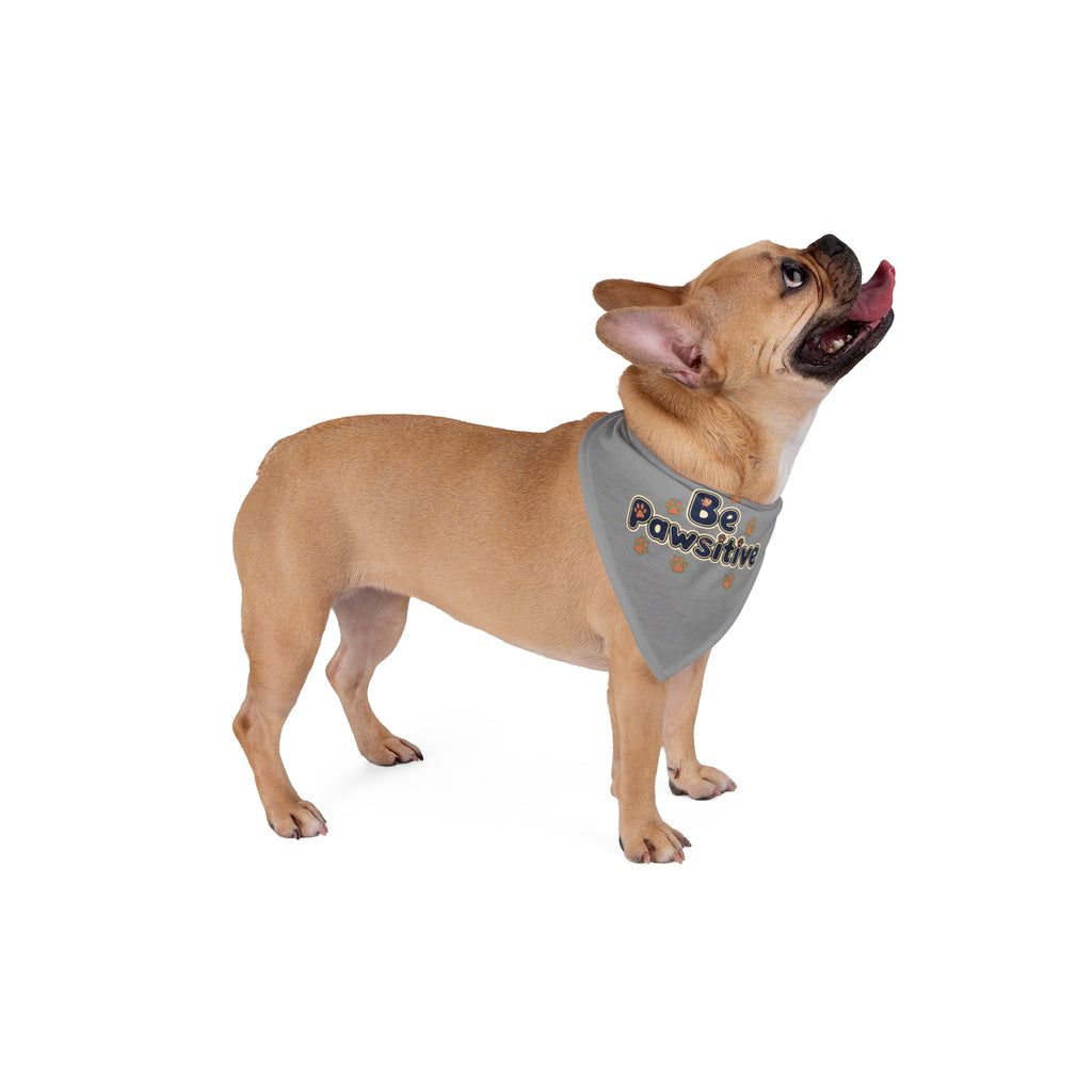 Pet Bandana — "Be Pawsitive" Paw Print Dog & Cat Bandana, Positive Message Pet Accessory
