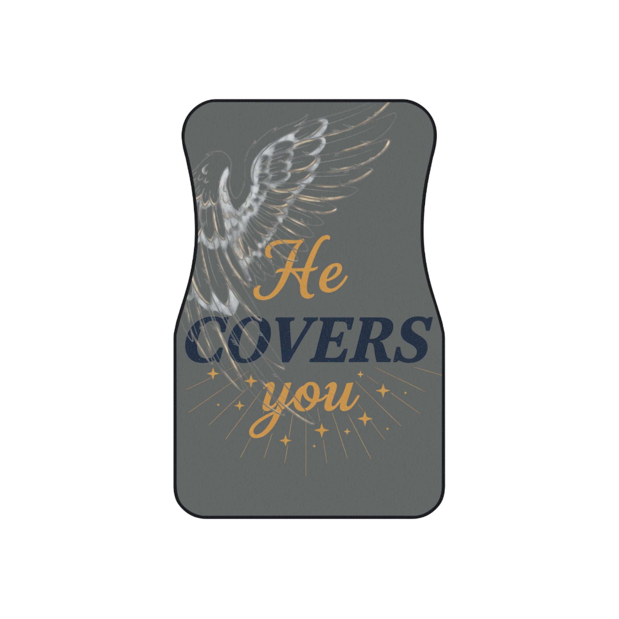 He Covers You Car Floor Mats (Set of 4) — Christian Scripture 'With His Feathers' Auto Mats
