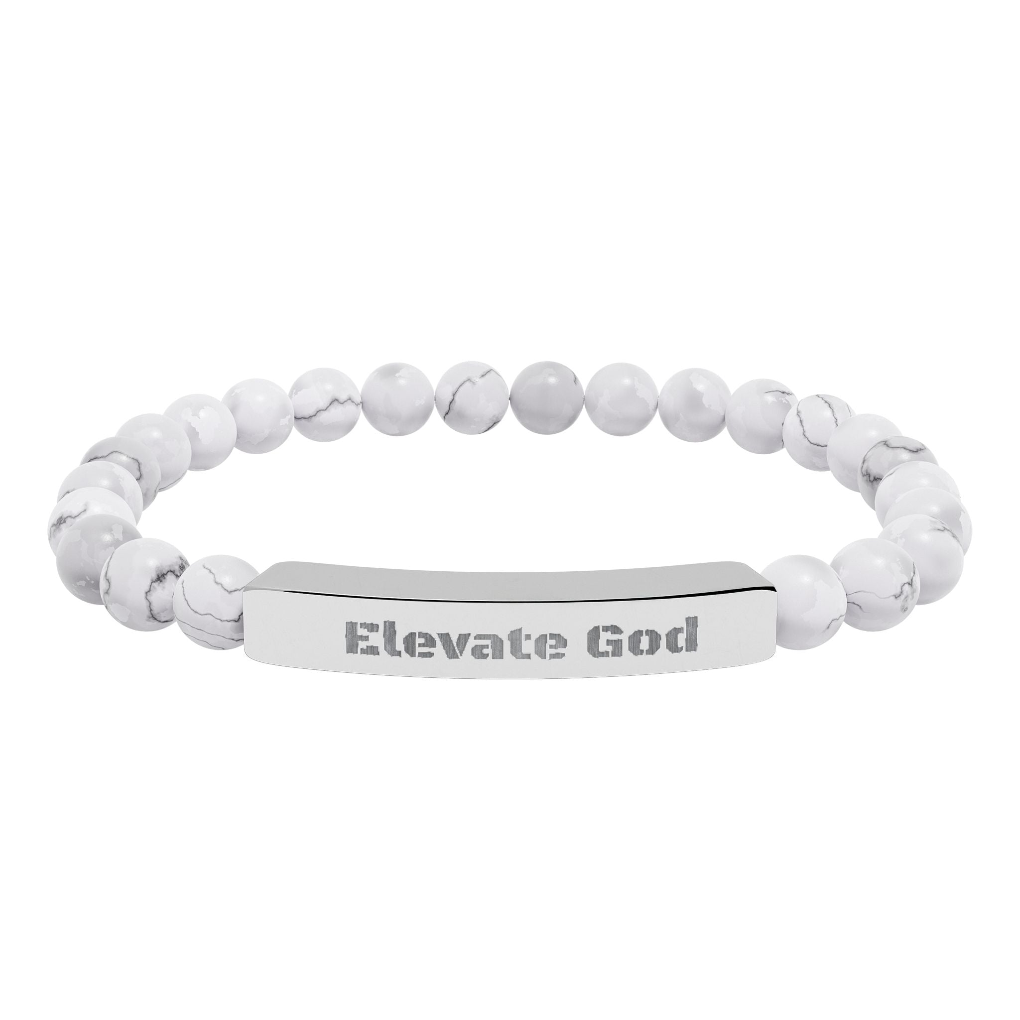 Natural Stone Stretch Bar Bracelet (Engraving)