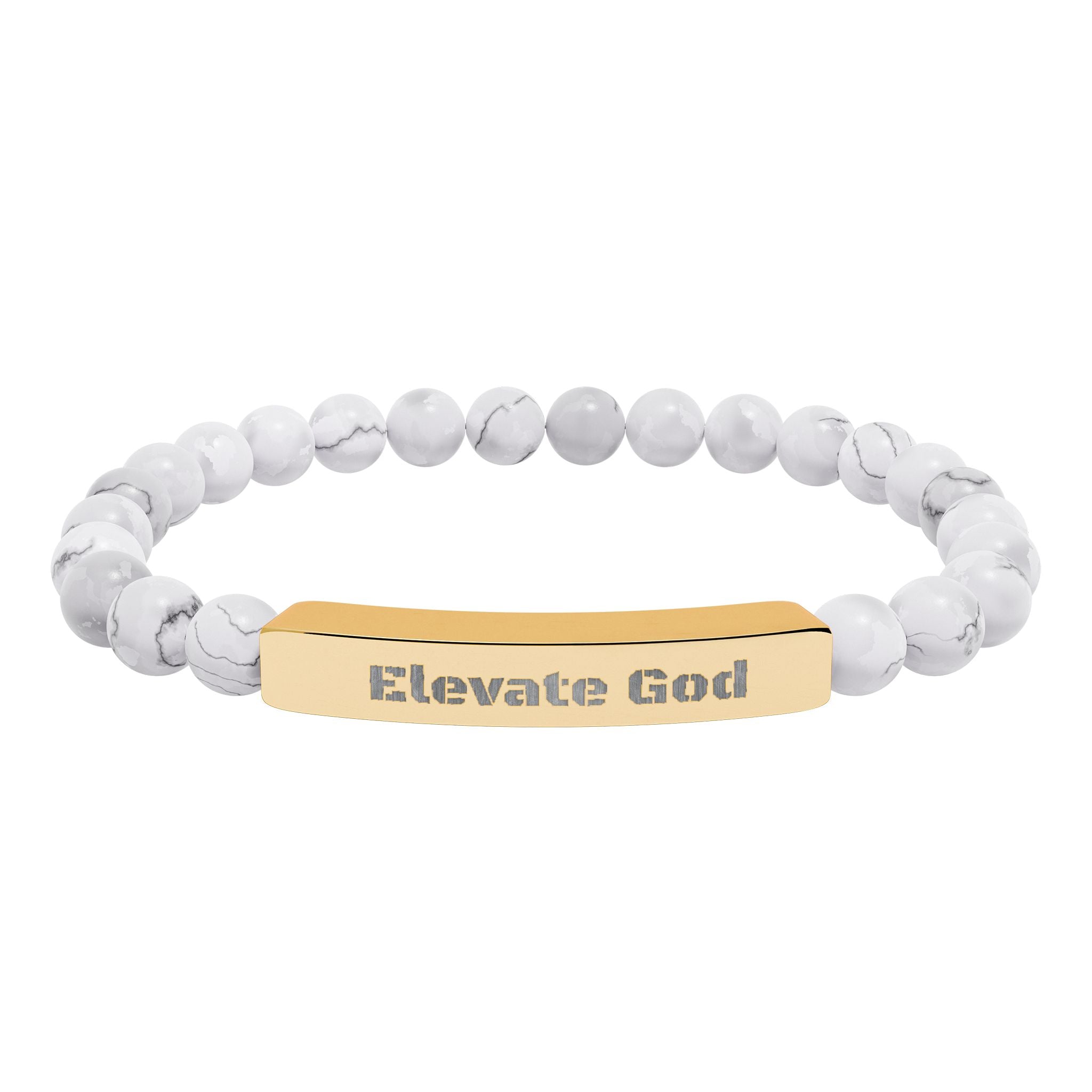 Natural Stone Stretch Bar Bracelet (Engraving)