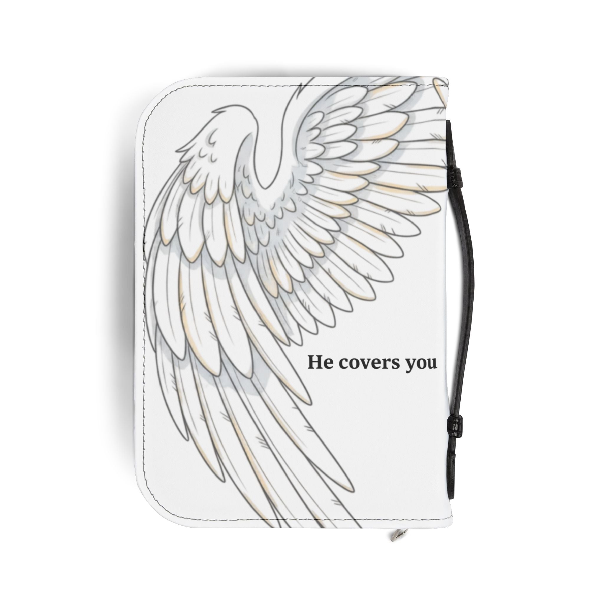 Bible Cover — "With His Feathers / He Covers You" Winged Scripture Protector