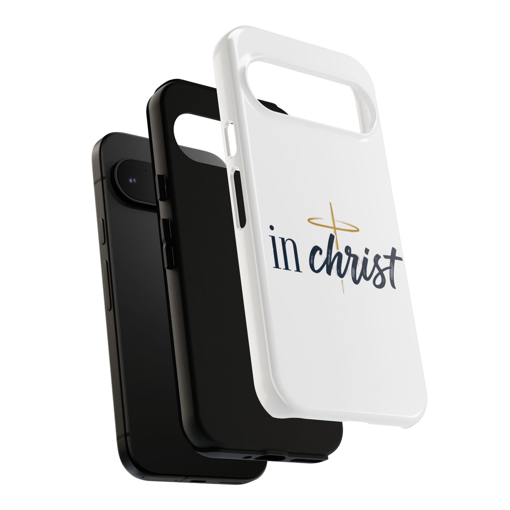 Christian Phone Case - "In Christ" Cross Design, Faith Protective Tough Case