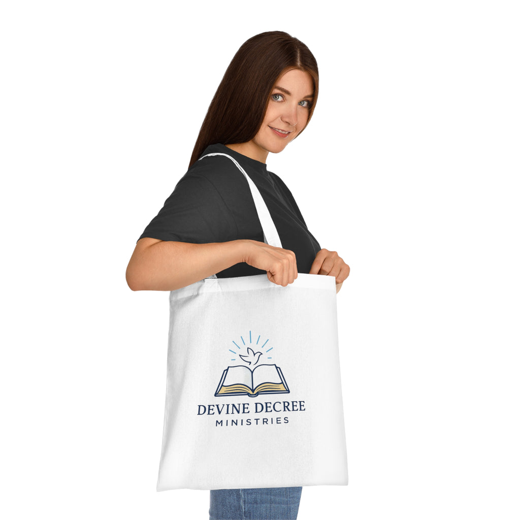 Devine Decree Ministries Cotton Tote — Inspirational Bible Dove Logo Tote Bag
